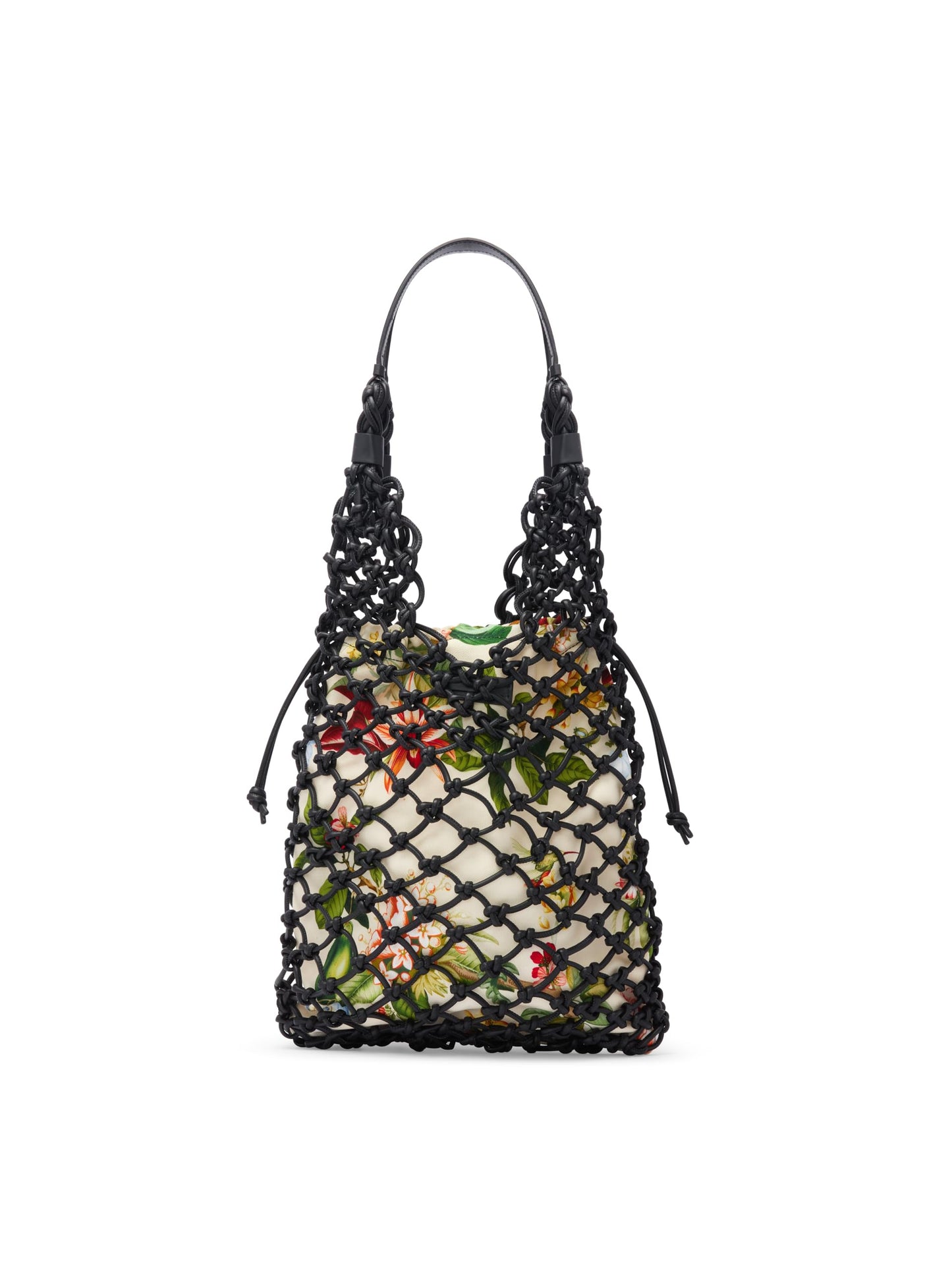 Oscar de la Renta, Flora & Fauna Large Knotted Leather Tote, Black