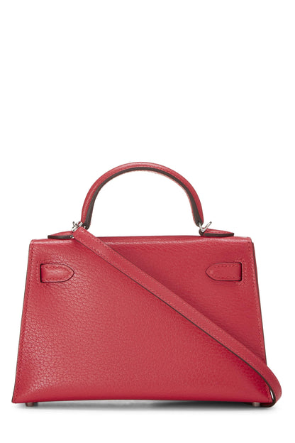 Hermès, Kelly Sellier 20 Mini NM en chevre rose du Mexique d'occasion, rose extrême