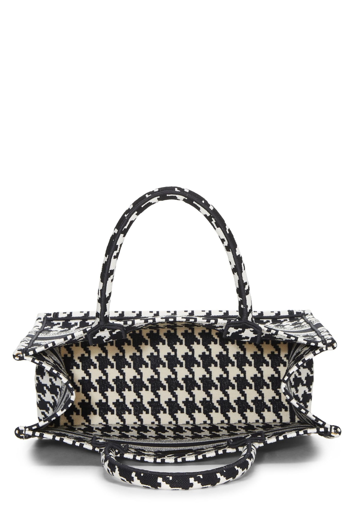 Dior, Pre-Loved Black & White Houndstooth Book Tote Medium, Multi