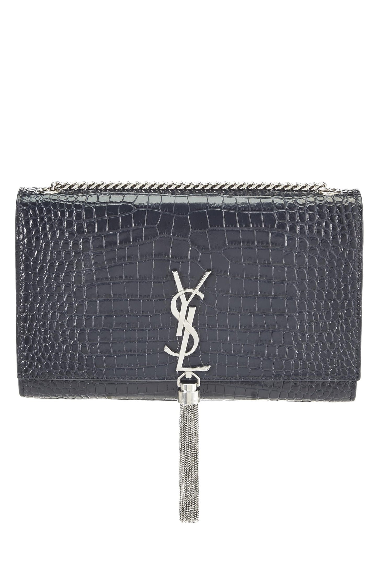 Yves Saint Laurent, Pre-Loved Navy Embossed Kate Tassel Medium, Navy