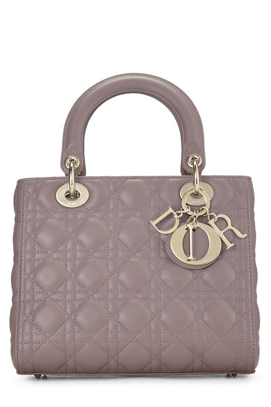 Dior, Lady Dior Medium en cuir d'agneau matelassé Cannage violet d'occasion, violet