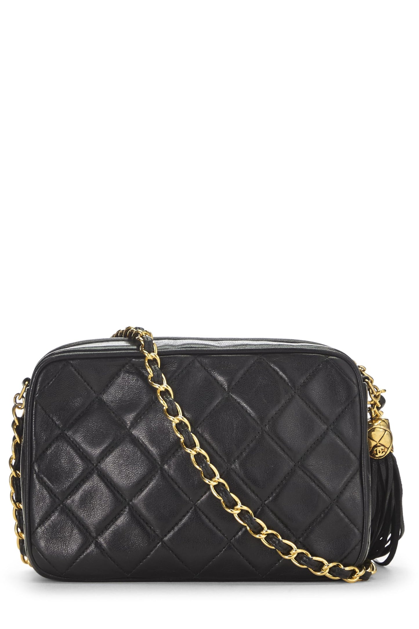 Chanel, Mini bolso para cámara 'CC' de piel de cordero negra Pre-Loved, Negro