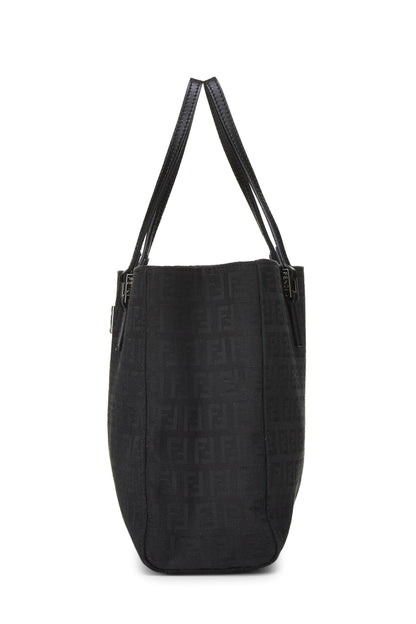 Fendi, Bolso tote pequeño de lona con forma de calabacín negro Pre-Loved, Negro