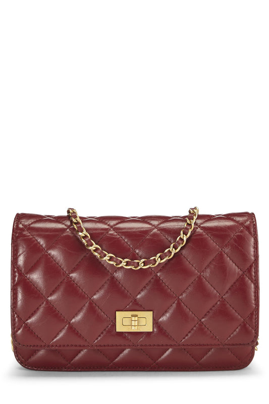 Chanel, Portefeuille sur chaîne en cuir de veau matelassé rouge d'occasion (WOC), rouge