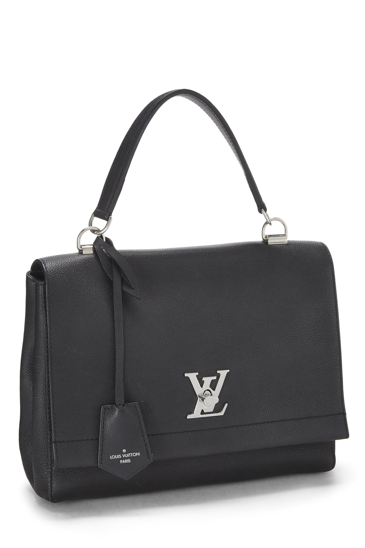 Louis Vuitton, Pre-Loved Black Leather Lock Me MM, Black