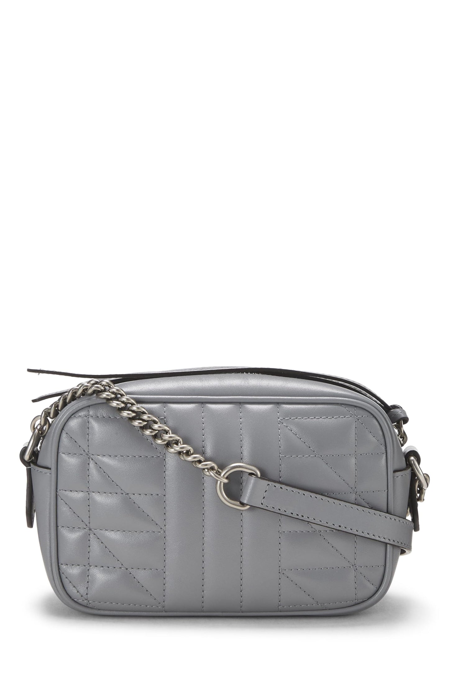 Gucci, Pre-Loved Grey Leather GG Marmont Crossbody Mini, Grey