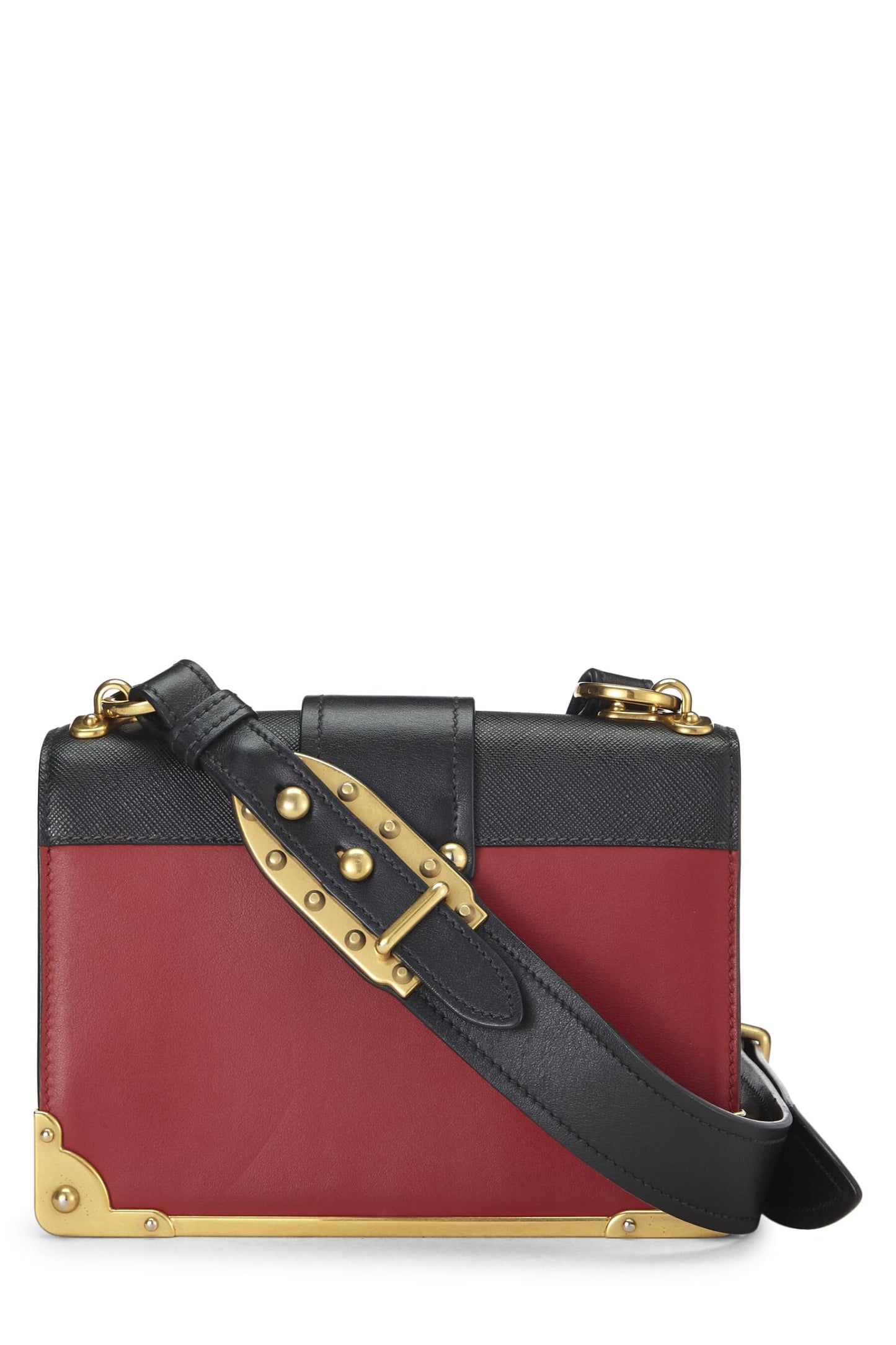 Prada, Pre-Loved Red & Black Leather Cahier Crossbody, Red