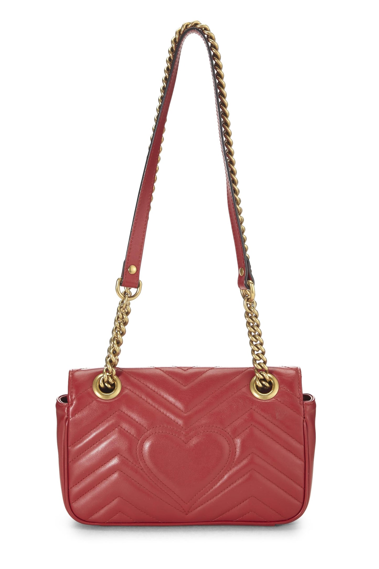 Gucci, Bolso de hombro pequeño GG Marmont de cuero rojo Pre-Loved, Rojo