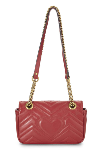 Gucci, Bolso de hombro pequeño GG Marmont de cuero rojo Pre-Loved, Rojo