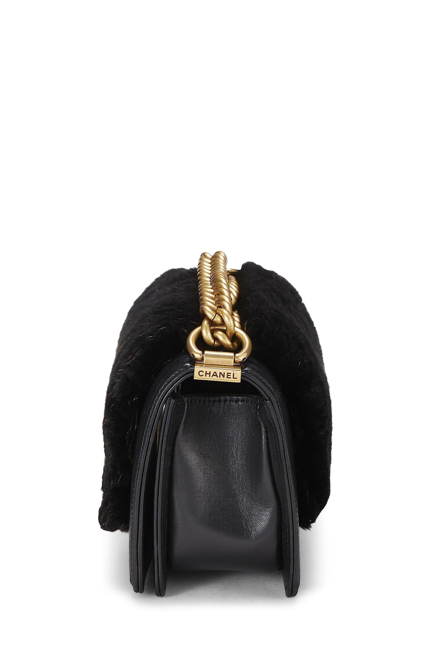 Chanel, Pre-Loved Black Lapin Boy Bag Small, Black