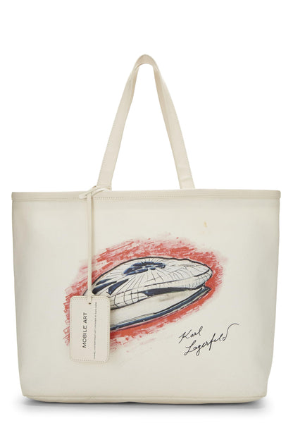 Chanel, Pre-Loved White Canvas Mobile Art Tote, White