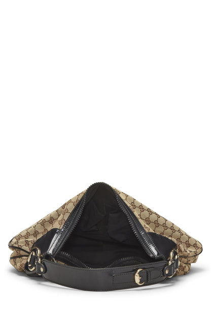 Gucci, sac hobo en toile GG noir d'occasion, noir