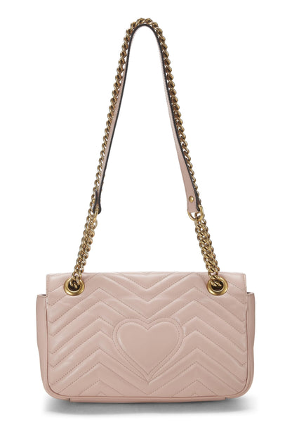 Gucci, sac à bandoulière GG Marmont en cuir rose d'occasion, petit modèle, rose