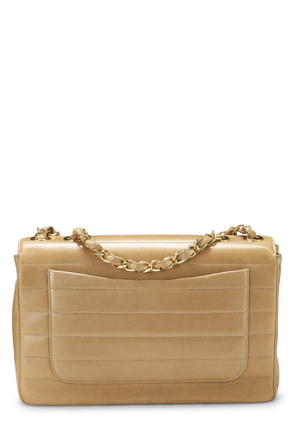 Chanel, Jumbo demi-rabat horizontal en cuir d'agneau beige d'occasion, beige