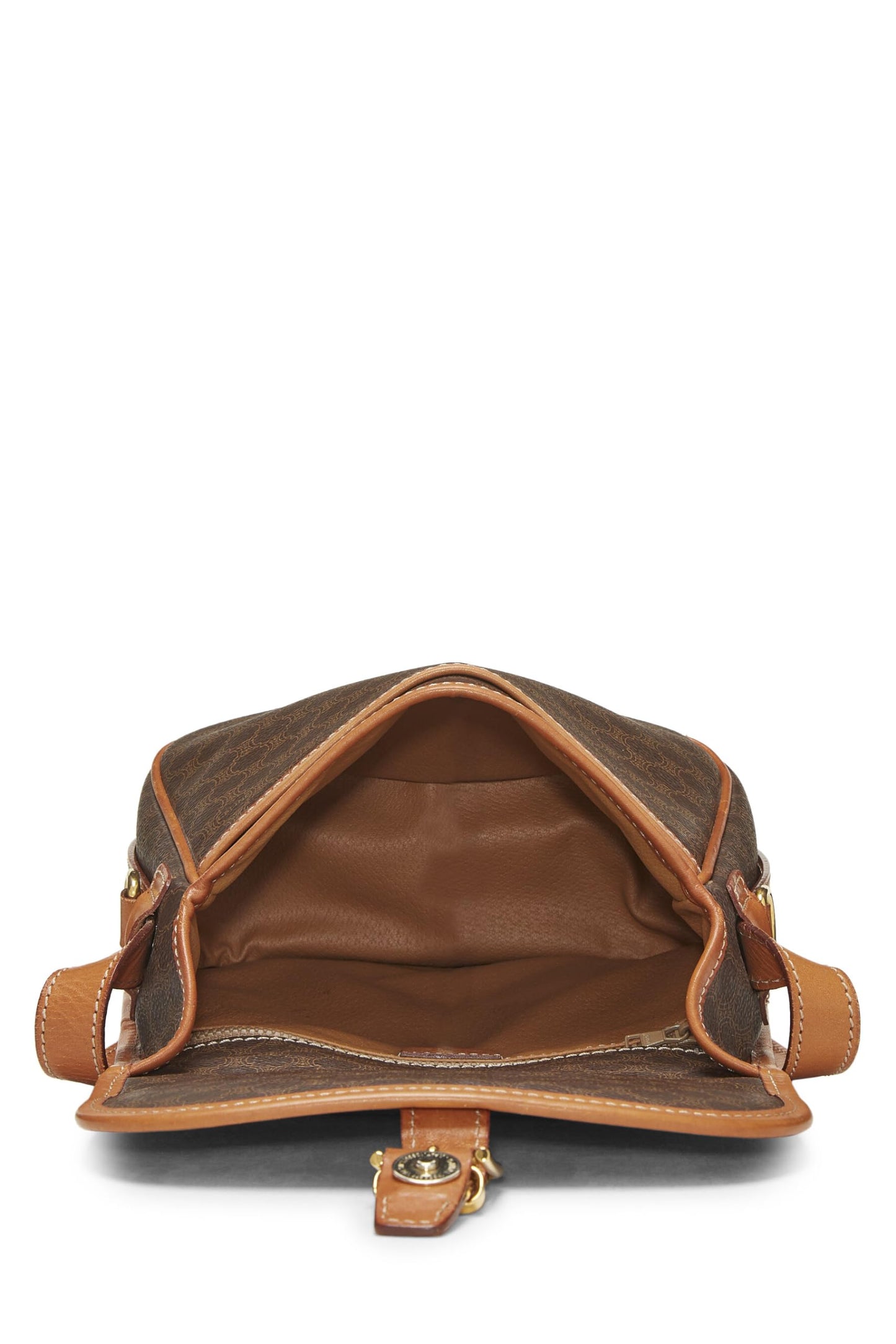 Céline, Pre-Loved Brown Coated Canvas Macadam Shoulder Bag, Brown