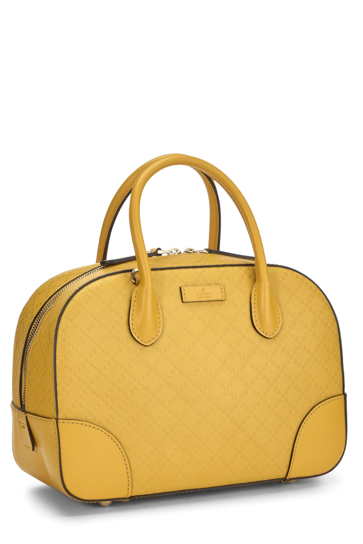 Gucci, Pre-Loved Yellow Diamante Coated Canvas Top Handle Bag, Yellow