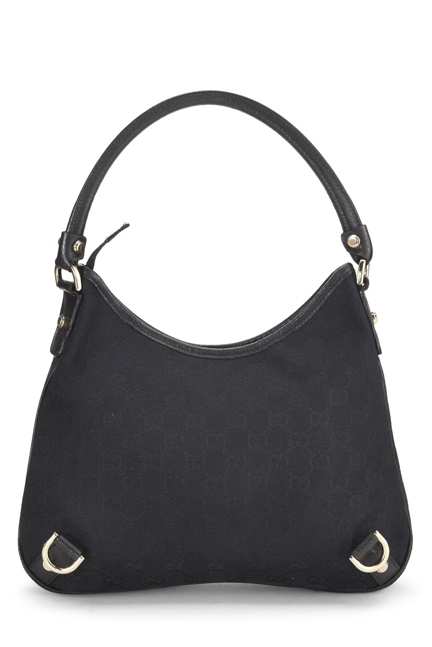 Gucci, Bolso hobo Abbey pequeño con anilla en D de lona GG original en negro Pre-Loved, Negro