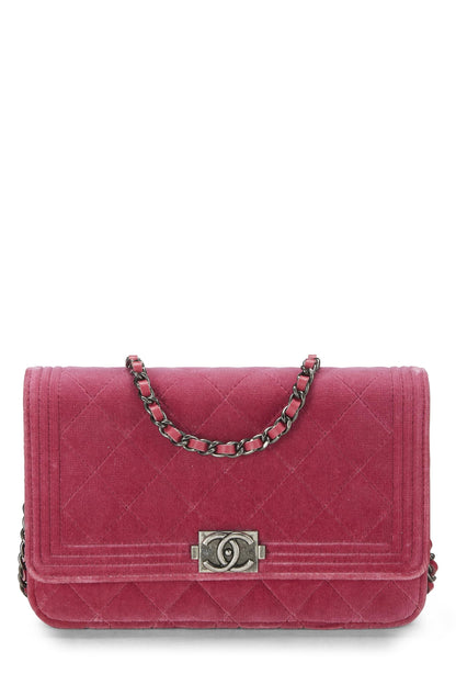 Chanel, Cartera para niño con cadena de terciopelo acolchado rosa Pre-Loved (WOC), Rosa