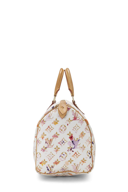 Louis Vuitton, Richard Prince x Louis Vuitton, sac Speedy 30 aquarelle monogramme blanc d'occasion, blanc