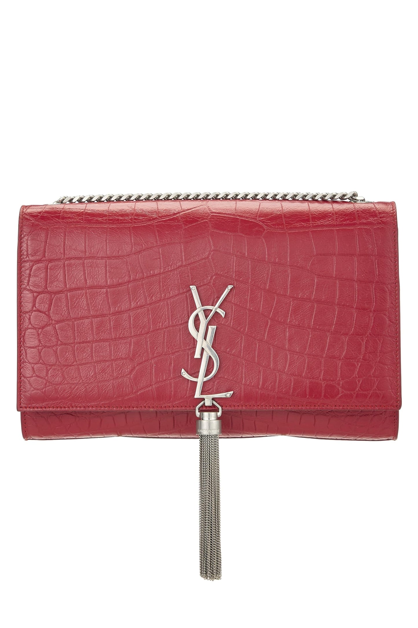 Yves Saint Laurent, Borla Kate mediana en relieve roja Pre-Loved, Rojo