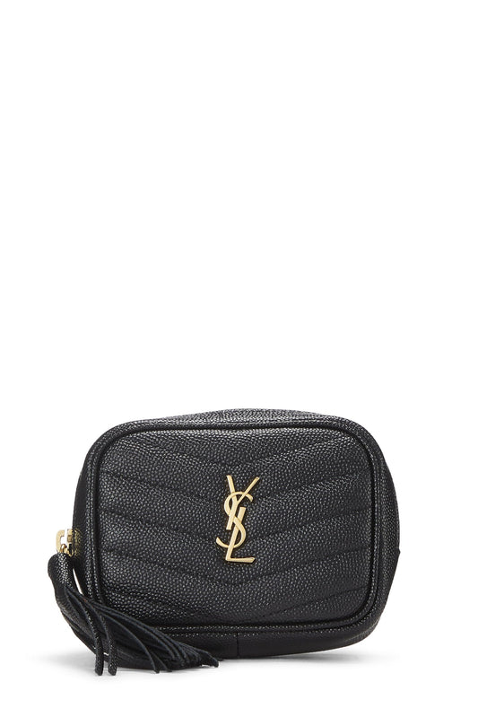 Saint Laurent, sac photo Lou en cuir de veau matelassé grainé noir pour bébé, d'occasion, noir