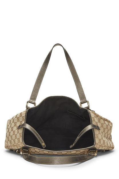 Gucci, Bolso tote Abbey de lona GG original Pre-Loved, dorado