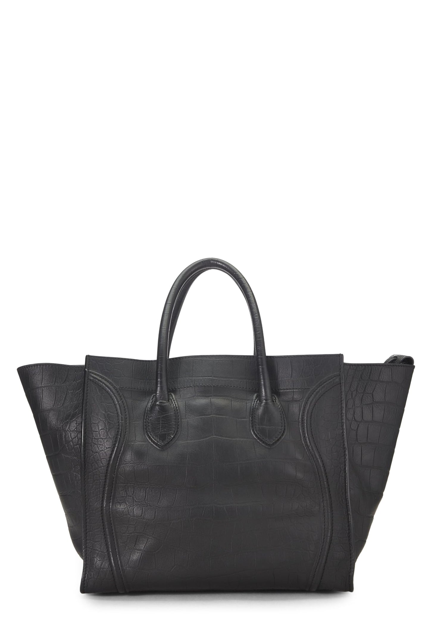 Céline, Phantom Medium crocodile noir gaufré d'occasion, noir