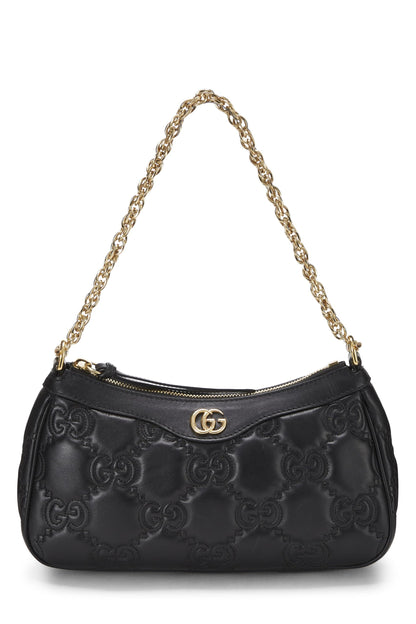 Gucci, Bolso de hombro 'GG' Marmont Matelassé de cuero negro Pre-Loved, Negro