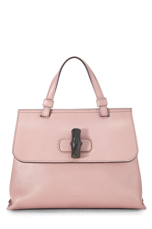 Gucci, sac à main quotidien en cuir rose Bamboo, petit modèle, d'occasion