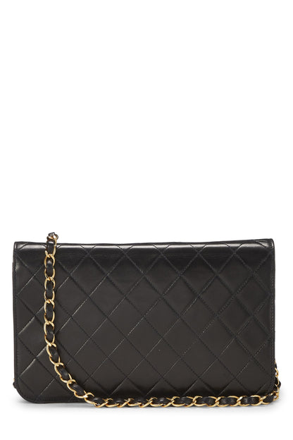 Chanel, Petit sac à rabat en cuir d'agneau matelassé noir d'occasion, noir