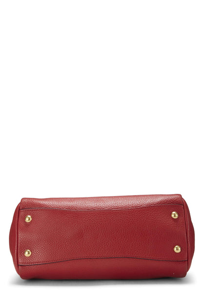 Prada, petit sac cabas convertible Vitello Daino rouge d'occasion, rouge