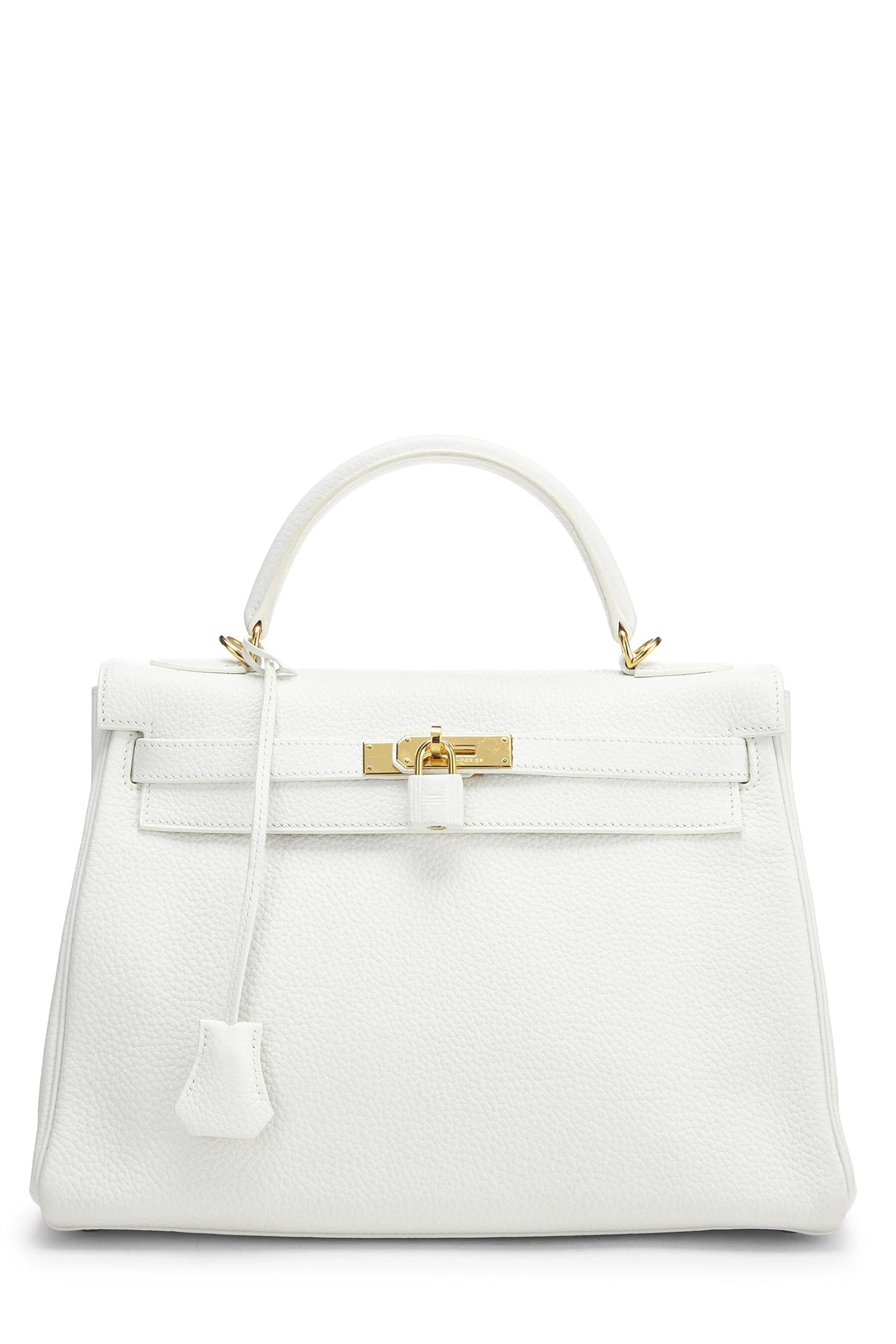 Hermès, Pre-Loved White Clemence Kelly Retourne 32, Blanco