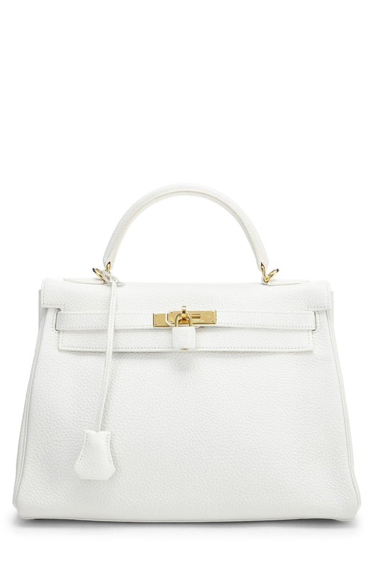 Hermès, Pre-Loved White Clemence Kelly Retourne 32, White