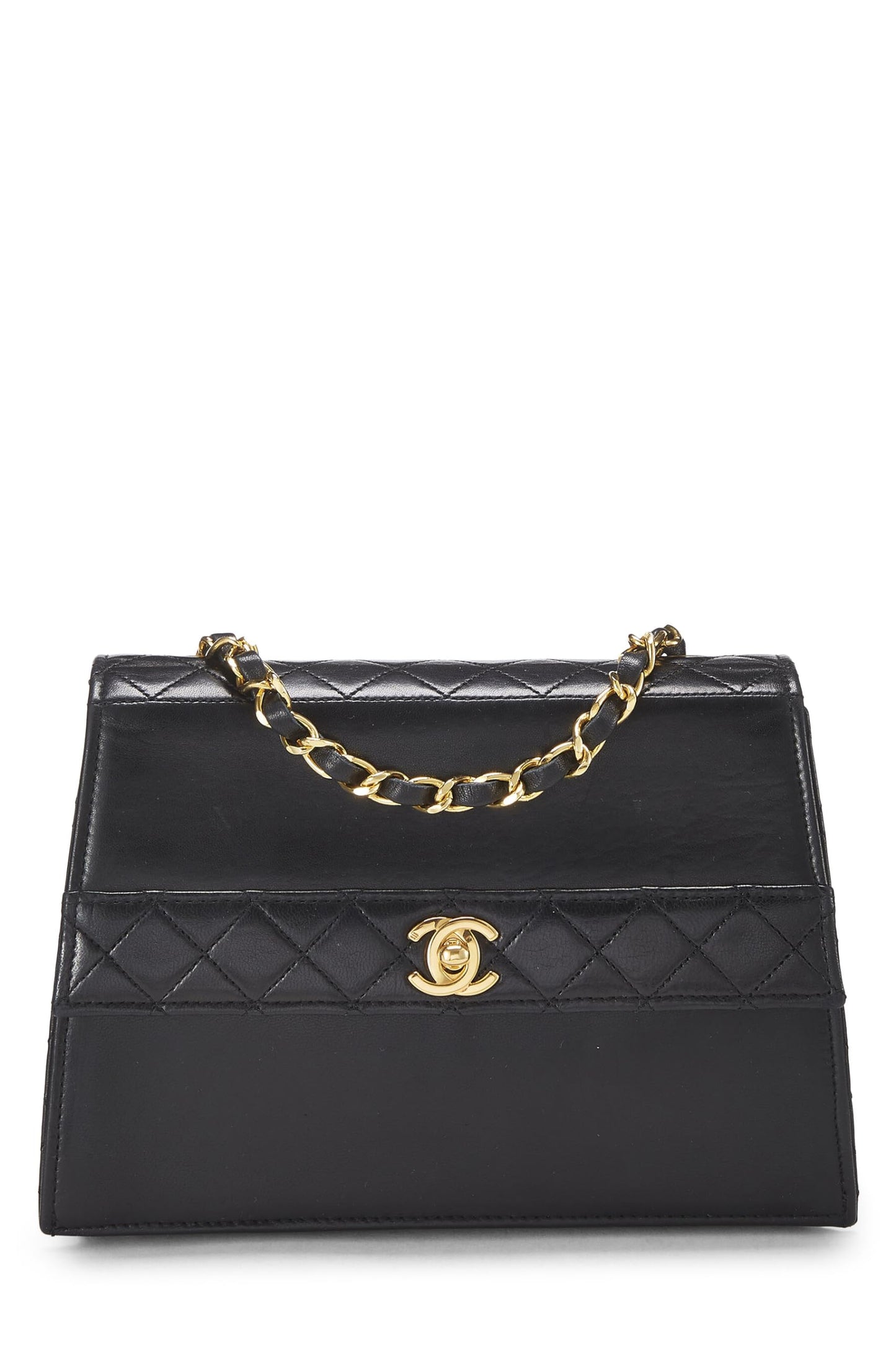 Chanel, Pre-Loved Black Quilted Lambskin Trapezoid Bag, Black