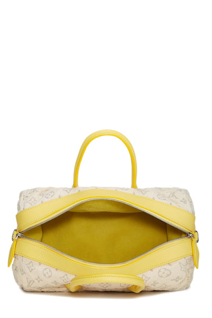 Louis Vuitton, Denim Speedy Round amarillo con monograma Pre-Loved, Amarillo