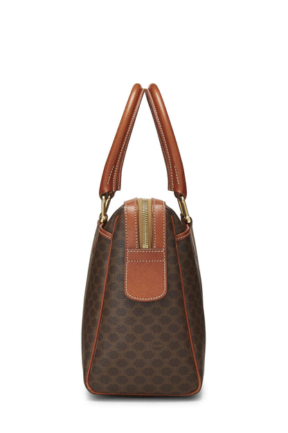 Céline, Pre-Loved Brown Coated Canvas Macadam Handbag, Brown