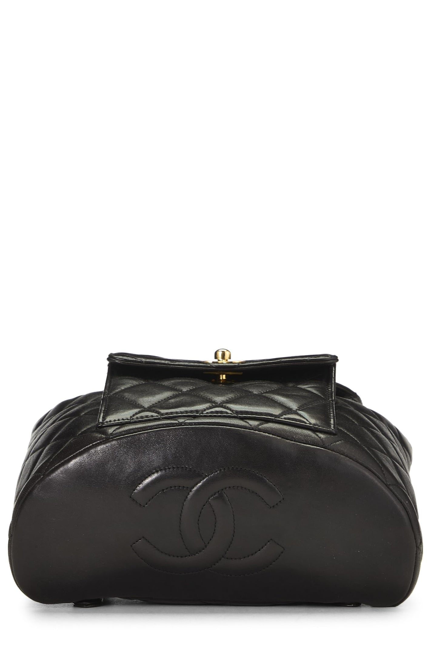 Chanel, Pre-Loved Black Quilted Lambskin 'CC' Classic Backpack Medium, Black