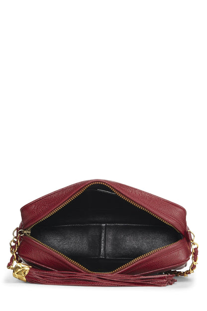 Chanel, Pre-Loved Red Caviar Diamond 'CC' Camera Bag Large, Burgundy