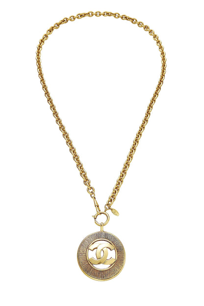 Chanel, collier « CC » Sunburst en or d'occasion, grand modèle, or