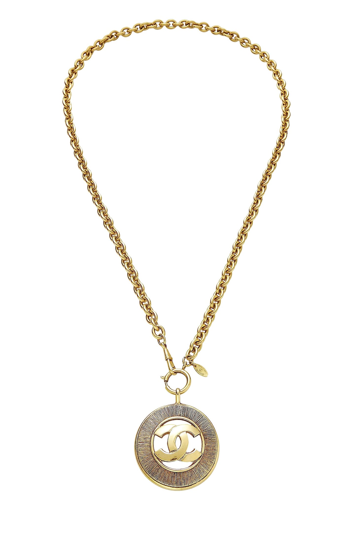 Chanel, Pre-Loved Gold 'CC' Sunburst Necklace Large, Gold