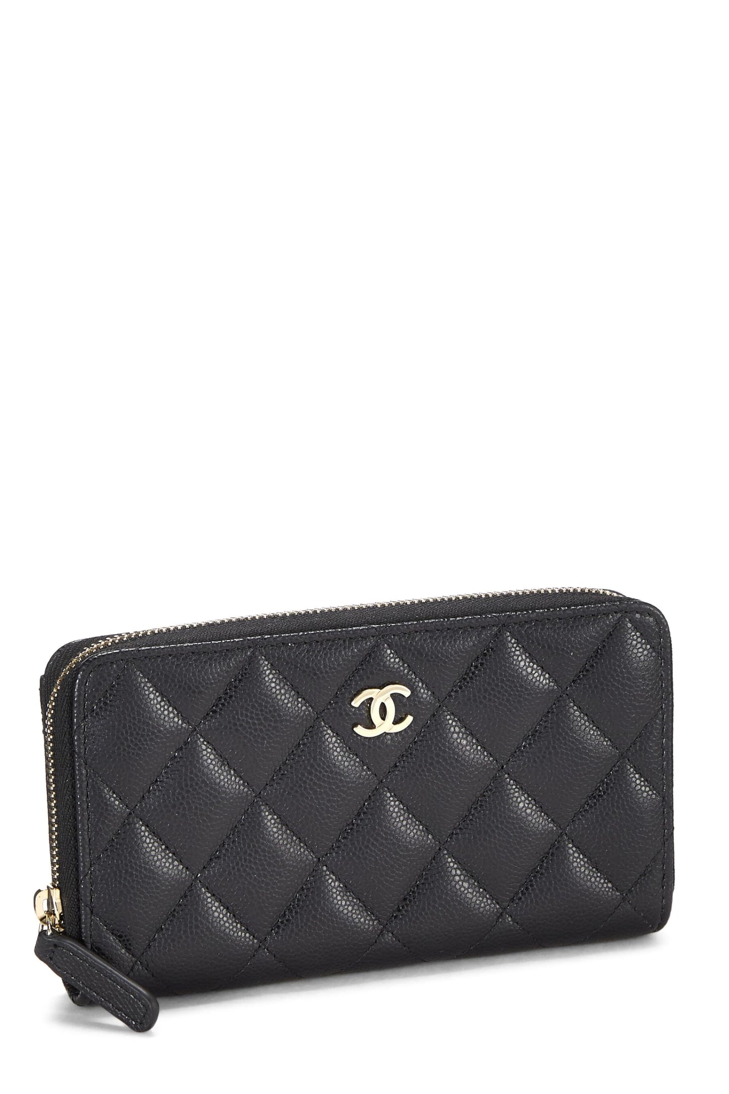 Chanel, Pre-Loved Black Quilted Caviar Zippy Small, Black