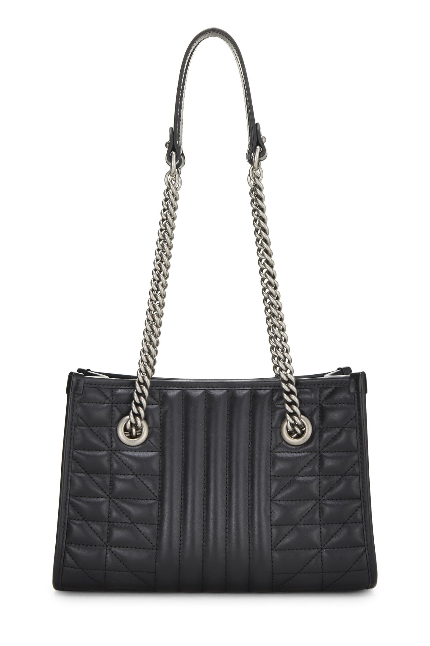 Gucci, petit sac fourre-tout en cuir noir GG Marmont Chain, d'occasion, noir