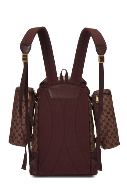 Gucci, Pre-Loved Burgundy Original GG Canvas Alpina Trekking Backpack, Burgundy