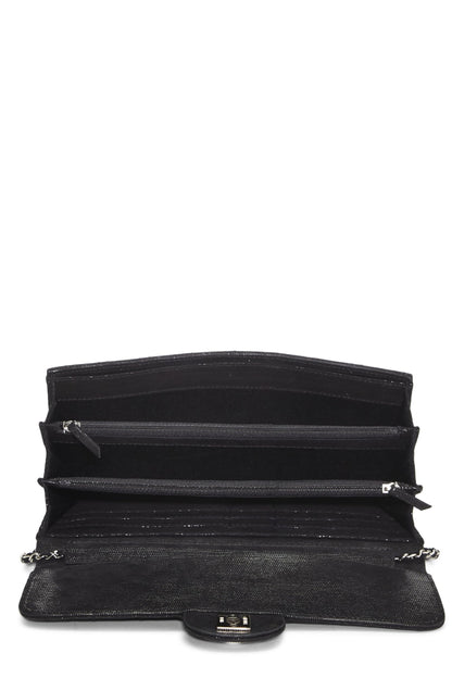 Chanel, Portefeuille East/West en nubuck matelassé noir d'occasion sur chaîne (WOC), noir