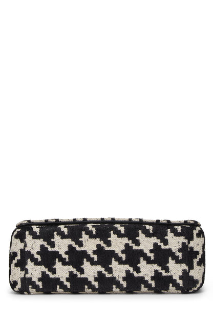 Dior, Pre-Loved Black & White Houndstooth Jacquard Caro Bag Medium, Black