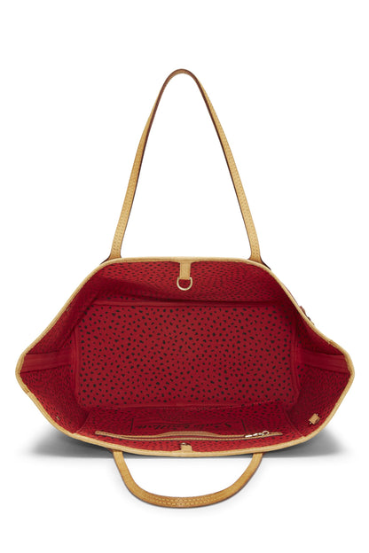 Louis Vuitton, Yayoi Kusama x Louis Vuitton Pre-Loved Lona con monograma de puntos infinitos rojos Neverfull MM, Rojo