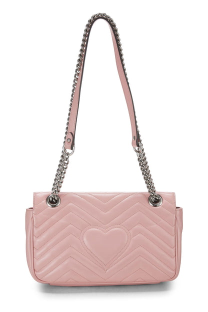 Gucci, Pre-Loved Pink Matelassé Leather Marmont Shoulder Bag, Pink