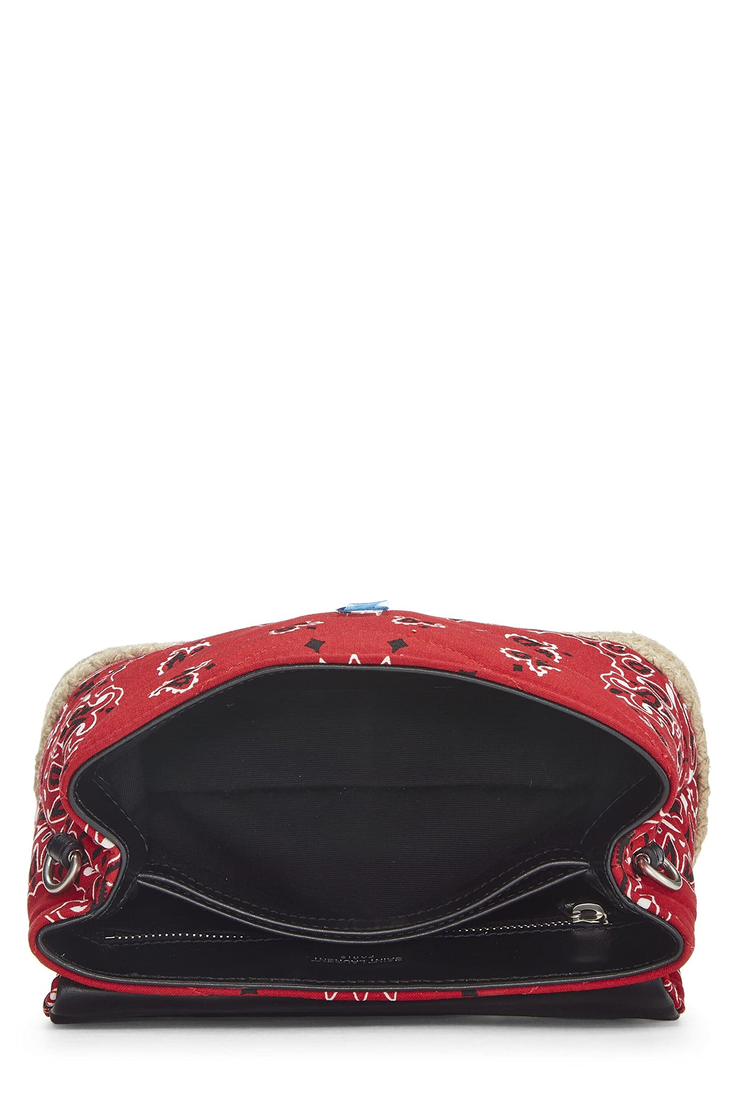 Yves Saint Laurent, Juguete Loulou con monograma de lona con bandana roja Pre-Loved, Rojo