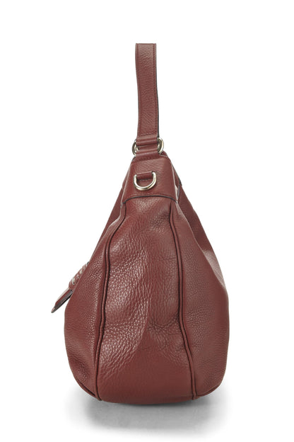 Gucci, Pre-Loved Burgundy Leather Dressage Horsebit Hobo, Burgundy