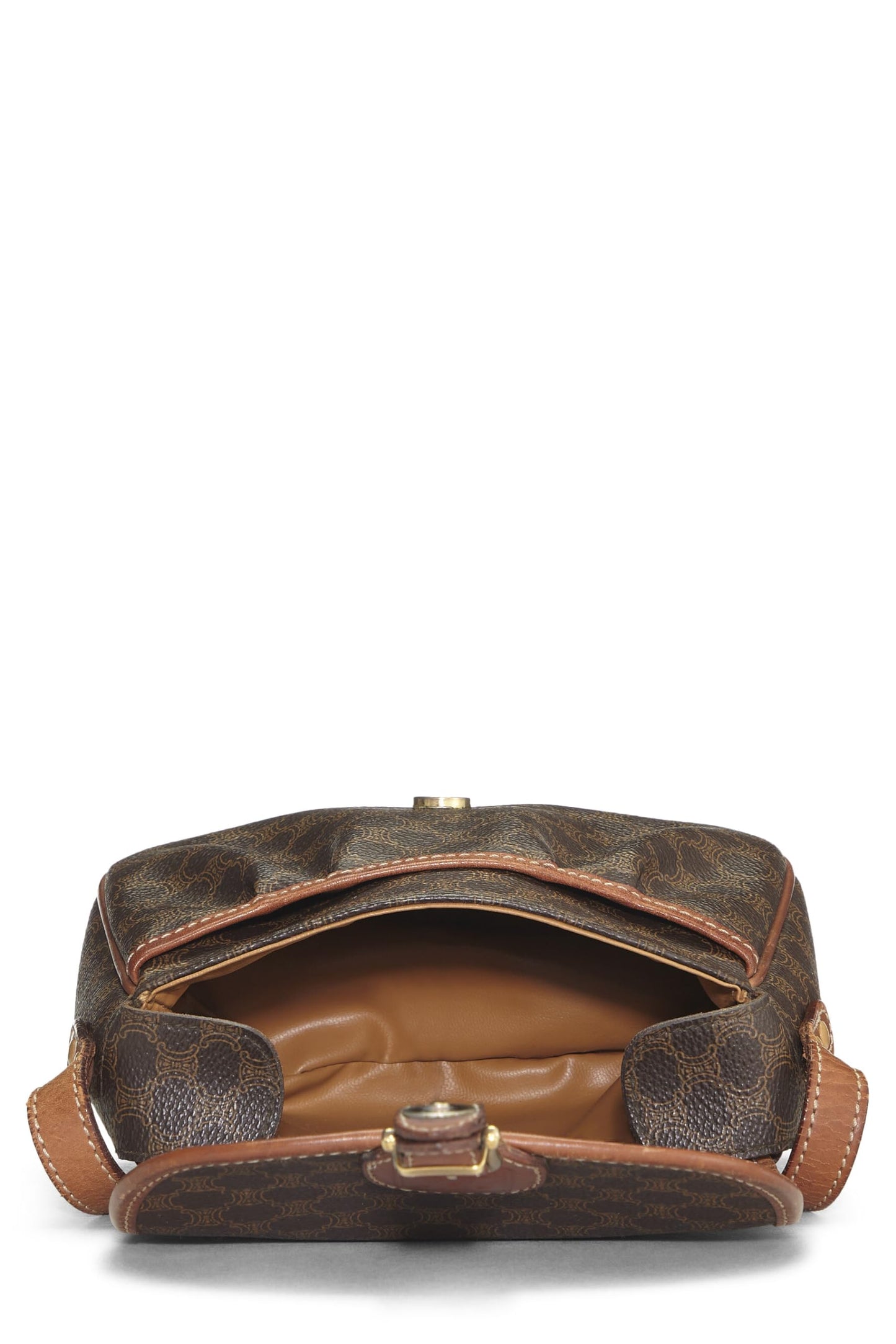 Céline, Pre-Loved Brown Coated Canvas Macadam Shoulder Bag, Brown